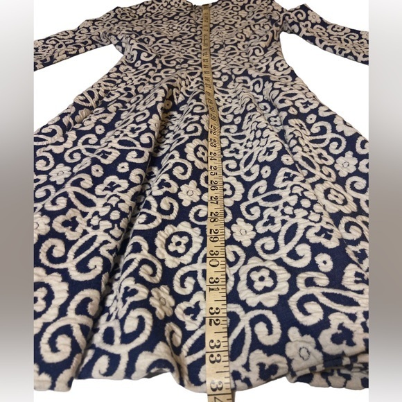 ZARA JACQUARD BLUE AND WHITE STRETCHY DRESS FIT AND FLARE SIZE XS - Picture 14 of 14